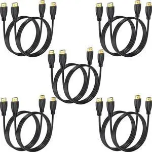 AOMOPROING 4K HDMI Cables 6FT 10-Pack, HDMI 2.0 Cable for Soundbar to TV, Support 4K@60Hz, 18Gbps, HDCP 2.2, HDR, Dolby, ARC/eARC, Compatible with Monitor, Computer, Laptop, Projector