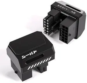 PCIe 5.0 Adapter - 600W 12+4pin, 16pin 12VHPWR GPU Power Connector, 12V-2x6 GPU Adapter,180 Degree Right Angle - Compatible with RTX 3090Ti, 4070Ti, 4080, 4090 GPU - STD Type, Black, 1 Pack