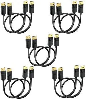 AOMOPROING DisplayPort Cable 3FT 10-Pack, DP Display Port Cord Male to Male Gold-Plated, Supports 4K@60Hz, 2K@144Hz Compatible for Computer, Laptop, Graphics Card, Docking Station