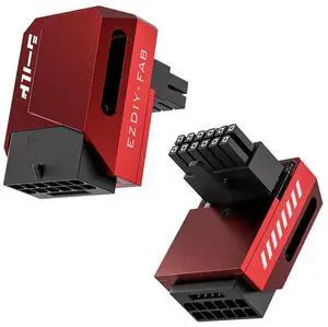 PCIe 5.0 Adapter - 600W 12+4pin,16pin 12VHPWR GPU Power Connector,12V-2x6 GPU Adapter,90 Degree Right Angle - Compatible with RTX 3090Ti, 4070Ti, 4080, 4090 GPU - RVS Type, Red, 1 Pack