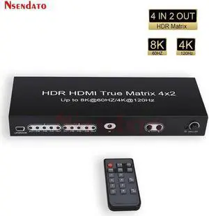 AOMOPROING 2.1 8K 60Hz Matrix 4K 120Hz HDR True Matrix 4x2 Switch Splitter 4X2 Swicther With Romote controler For for HDTV PS4 Monitor