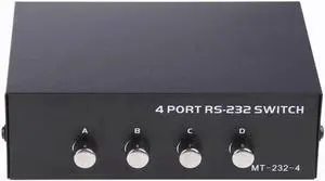 Aomoproing  Metal Case 4 Port Manual Rs-232 Switch for Pc Sharing to Serial Device 4 in 1 Out for Computer Printer Communication
