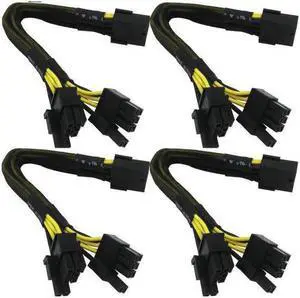 Aomoproing 18 Gauge 8-Pin Female to Dual 8 Pin (6+2) Male 30.5 cm (12-inch) 18 AWG PCI-E GPU Miner Graphics Video Card VGA Sleeved Braided Woven Extension Power Cable Splitter Black Swan Mining 4/Pack