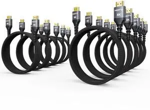 8K HDMI Cable 6FT 10-Pack, High Speed 48Gbps HDMI 2.1 Cord, Support 8K@60Hz & 4K@120Hz, HDR10+, SBTM, 12bit, 3D, eARC, Dolby Atmos, DTS:X, HDCP 2.3 for TV, Monitor, Apple TV, Roku, Soundbar, PS5, Xbox 8K HDMI Cable 6FT 10-Pack, High Speed 48Gbps HDMI 2.1 Cord, Support 8K@60Hz & 4K@120Hz, HDR10+, SBTM, 12bit, 3D, eARC, Dolby Atmos, DTS:X, HDCP 2.3 for TV, Monitor, Apple TV, Roku, Soundbar, PS5, Xbox