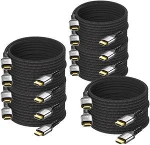 8K HDMI Cable 10 FT 10-Pack, HDMI 2.1 Gaming Cord, Support 8K@60Hz, 4K@120Hz, Dynamic HDR10+, SBTM, VRR, QFT, ALLM, 3D, HDCP 2.3 for PS5, Xbox, Nintendo Switch, TV, PC, Monitor, Graphics Card