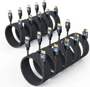 8K HDMI 2.1 Cables 10 FT 10-Pack, 48Gbps Ultra High Speed HDMI Braided Cord 10 Feet, 8K@60Hz, 4K@120Hz, HDCP 2.2&2.3, 3D, ARC/eARC, HDR10+ for Soundbar, TV, PS5/4, Xbox, Roku, Monitor, PC etc