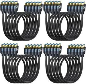 8K HDMI 2.1 Cables 3 FT, 20-Pack, High Speed HDMI ARC/eARC Cable 48Gbps, 8K@60Hz, 4K@144Hz, 1080P@240Hz-HDCP 2.2,3D/HDR for Soundbar, PS5/4, Xbox, Roku, Cinema, TV, Computer, Monitor & More