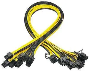 Aomoproing   12x 6 Pin PCI-E to 8 Pin(6+2) PCI-E (Male to Male) GPU Power Cable (50cm) Not Include Card