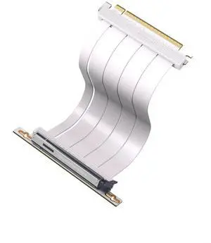 Aomoproing  PCIe 5.0 X16 Riser Cable,128GB/s Bandwidth, for RTX 50/40 & RX 9000/7000 GPUs, PCIe Extension Card, Backward Compatible with PCIe 4.0/3.0,Vertical GPU Mount,Right Angle-20cm,White