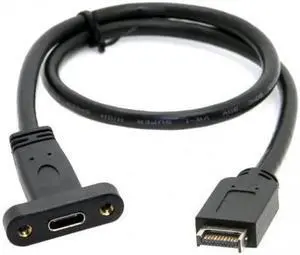 Aomoproing USB 3.1 Front Panel Header to USB-C Type-C Female Extension Cable 40cm with Panel Mount Screw