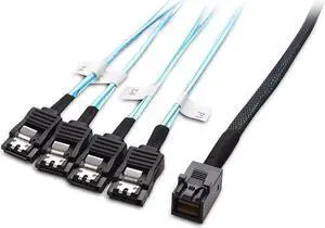 Aomoproing Internal HD Mini SAS to SATA (SFF-8643 to 4x SATA) Reverse Breakout Cable 3.3 Feet/1mParent