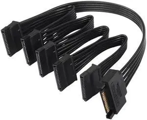 Aomoproing SATA Power Splitter Cable - 15Pin Male to 5 Female Power Extension Hard Drive Cable for HDD, SSD and Optical Drives - 23.5cm