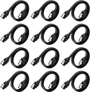 Aomoproing 12-Pack SATA III Cable,SATA III 6.0 Gbps Data Cable Straight with Locking Latch 16 Inches SATA Cable Pack for HDDSSDCD and DVD Drives