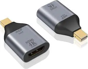 Aomoproing Mini DisplayPort to HDMI Adapter 4K Mini DP to HDMI Adapter Male to Female Mini Display Port to HDMI Converter Gold Plated Adapter for MacBook Microsoft Surface Pro 2pack