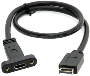 Aomoproing USB 3.1 Front Panel Header to USB-C Type-C Female Extension Cable 40cm with Panel Mount Screw UC-037