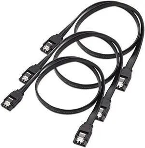 Aomoproing 3-pack straight sata iii 6.0 gbps sata cable (sata 3 cable) black - 24 inches