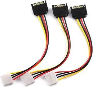 Aomoproing 3pcs SATA Male to 4pin Molex Female Power Adapter Cable Serial ATA Extension Cable for 3.5 inches HDD/SSD/SD ROM (20cm)
