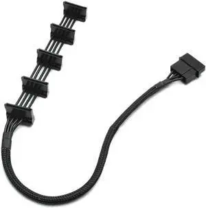 Aomoproing 4-Pin IDE 1to 5 SATA SATA Power Cable Adapter Splitter Cables 18AWG Black Sleeved 40cm For PC Server