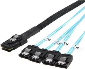 Aomoproing SFF80874SATA1M Internal Mini SAS to 4 x SATA Cable (SFF-8087 to SATA Forward Breakout),Mini SAS Host/Controller to 4 SATA Target/Backplane-3.3ft
