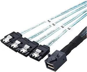 Aomoproing Internal HD Mini SAS (SFF-8643 Host) - 4X SATA (Target) Cable,SFF-8643 to 4X SATA Cable, SFF-8643 for Controller, 4 Sata Connect to Hard Drive, 1M / 3.3FT