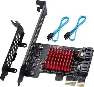Aomoproing PCIE 1X SATA Card 2 Ports,with 2 SATA Cables,6 Gbit/s PCIE SATA Expansion Card,PCIE to SATA Controller,PCI-E 3.0 GEN3 JMicron + JMB582 Chip