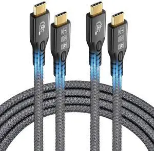 Aomoproing USB C 3.2 Gen2 20Gbps, 2PCS Type C 4K@60Hz UHD Video 5A/240W PD3.1 Fast Charge Cord with E-Marker Compatible with Thunderbolt 3/4 for iPhone 15Pro MacBook (2PCS USB C 20G 240W 0.5M)
