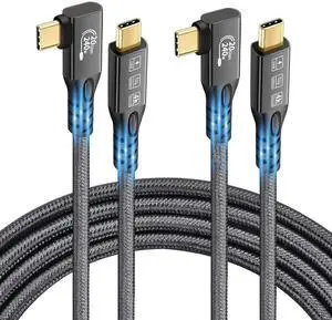 USB C 3.2 Gen2 20Gbps Cable, 2PCS 90Degree Type C 4K@60Hz UHD Video 5A/240W PD3.1 Fast Charge Cord with E-Marker Compatible with Thunderbolt 3/4 for 15Pro MacBook (2PCS 90Degree 20G 240W 0.5M)