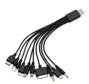 Aomoproing 10 in 1 Multi Charging Cable, Universal Multiple Charging Cord Cable with 10 Ports for Cell Phones Speaker MP3 MP4 & More