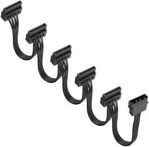 Aomoproing 4 Pin IDE to SATA Power Cable IDE Male to 5 x 15 Pin SATA Female Splitter Power Supply Cable Converter to SATA Extension Cable for DIY PC Server Hard Drive Hard Disk