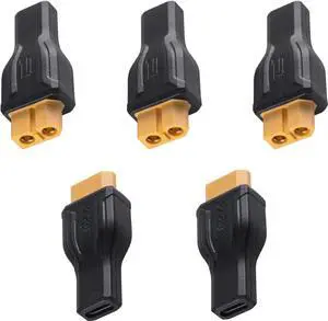 Aomoproing 5Pack XT60 Female to USB C Female Adapter, USB C to XT60 Adapter PD 100W 20V/5A Charging Extension Adapter for Model, Energy Storage Power, Outdoor Power, Monitor Power
