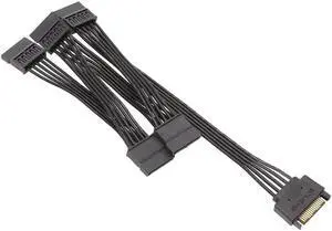 Aomoproing 15 Pin SATA Power Extension Hard Drive Cable 1 Male To 5 Female Splitter Adapter Hard Disk Expansion Cable (60CM)