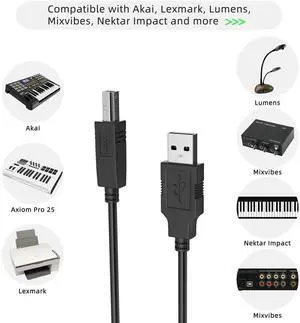 Aomoproing USB 2.0 Printer Cable to Computer USB Printer Scanner Cable High Speed A Male to B Male Cord Compatible with HP, Canon, Epson, Lexmark, Xerox, Samsung (5M)