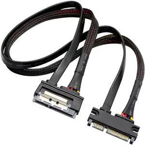 Aomoproing 22Pin SATA Power Extension Cable,22 Pin7+15 Sata Male to Female Data and Power Combo Extension Cable with Locking Latch,for HDD,SSD,Optical Drives, DVD Burners, PCI Cards-50CM(6Gbps/s)