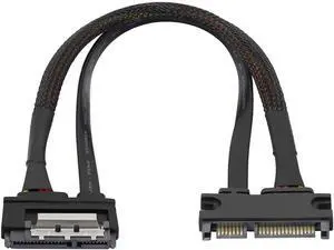 Aomoproing 22Pin SATA Power Extension Cable,22 Pin7+15 Sata Male to Female Data and Power Combo Extension Cable with Locking Latch,for HDD,SSD,Optical Drives, DVD Burners, PCI Cards-0.3M(6Gbps/s)