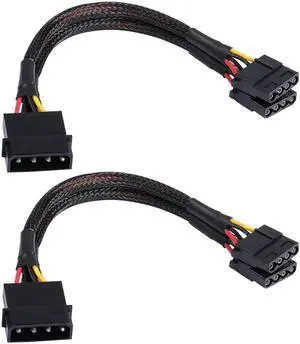 Aomoproing 4 Pin IDE Y Splitter Adapter Connecter Cable 4 Pin IDE Male to Dual Female Power Supply Extension Cable-23cm/9inch 2 pcs