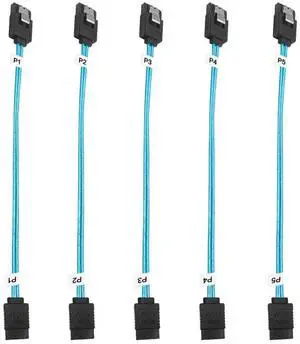 Aomoproing 5Pack SATA III Cable:8 inch Short-SATA Cable Thin 0.2M, Straight Flexible 6Gb Data with Locking Latch for Hard Drive,SDD, HDD (0.6FT)