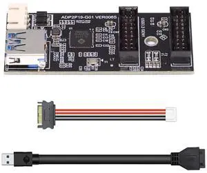 Aomoproing 5Gbps Single 19/20Pin Header to USB 3.0 19/20Pin Dual Ports Female PCBA Type 1 to 2 Adapter Splitter HUB