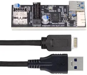 Aomoproing 19/20Pin Header to 5Gbps USB 3.0 20Pin & Type-E Dual Ports Female PCBA Type Adapter Splitter 1 to 2 HUB