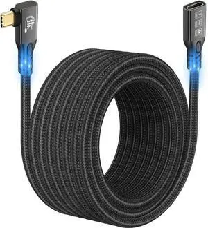 Aomoproing Long USB C 3.2 Cable Gen-2 240W Charging Extension 5m 16.5ft 90' Elbow Thunderbolt 3 Male to Female Data Transfer 20Gbps 48V/5A Type-C Video 4K Compatible with MacBook M1/M2/M3