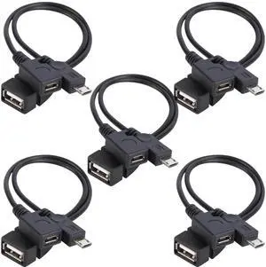 Aomoproing [5 Pack] USB OTG Cable for Firesticks 4K/4K Max/Cube/lite/2nd Gen. Universal Micro Power Enabled Adapter Android Devices - Samsung, LG, HTC, 6-Inch
