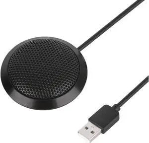 Aomoproing Conference Microphone USB, Omnidirectional Condenser Boundary Microphone USB Plug Stereo Desktop Mic Surface Mounted Mic for Teleconferencing Laptop Computer Desktop - Black