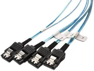 Aomoproing Internal HD Mini SAS to SATA (SFF-8643 to 4x SATA) Reverse Breakout Cable 3.3 Feet/1mParent