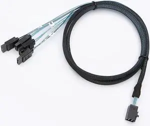 Aomoproing Internal HD Mini SAS Cable 0.5M / 1.6FT, Internal HD Mini SAS (SFF-8643 Host) - 4X SATA (Target) Cable, SFF-8643 to 4X SATA Cable, SFF-8643 for Controller, 4 Sata Connect to Hard Drive