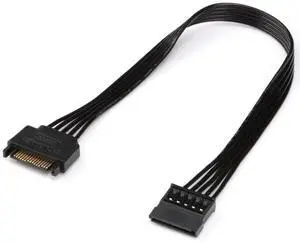 Aomoproing [2-Pack] 15 Pin SATA Power Extension Cable, Male to Female Cable 10 inch, Black