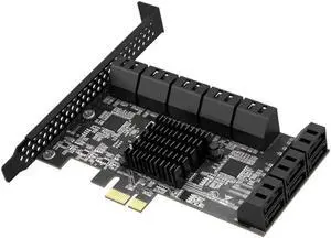 Aomoproing PCIE SATA Expansion Card PCIE 1X to 16-Port SATA3.0 6Gbps SATA III Multi-Port Hard Disk Adapter Riser Card for PC Computer