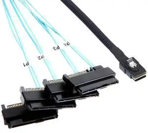 Aomoproing Mini-SAS to SAS-Cable: 1M SFF8087 to SAS SFF-8087 to SFF-8482 Connector x4 with SATA-Power Adapter Cable (3.3FT)