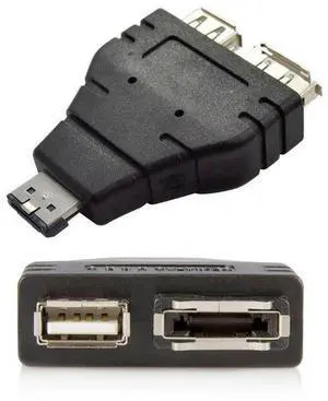 Aomoproing Power eSATA To eSATA + USB Combo Splitter Converter Adapter Connector Hard Disk Cable Dual Port Converters Universal