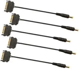 Aomoproing 5Pcs 15Pin SATA to DC 5.5mm x 2.1mm Male Power Supply Adapter Cable LED Chassis Light Tape Controller Power Connection Cable for Computer LED Strips