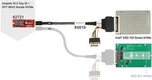 Aomoproing Internal 12G Mini SAS HD to U.2 / SFF-8643 to SFF-8639 Cable 0.5m with 15Pin SATA Power for U.2 SSD
