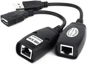 Aomoproing USB 2.0 Extension Extender Adapter male & Female Up To 150ft Using CAT5/CAT5E/6 RJ45 Lan Network Ethernet Repeater Cable